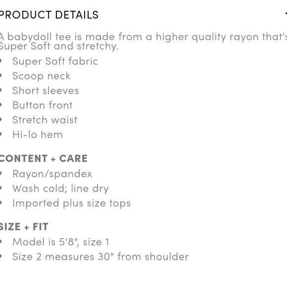 torrid babydoll super soft button front top size 1X - Picture 4 of 6